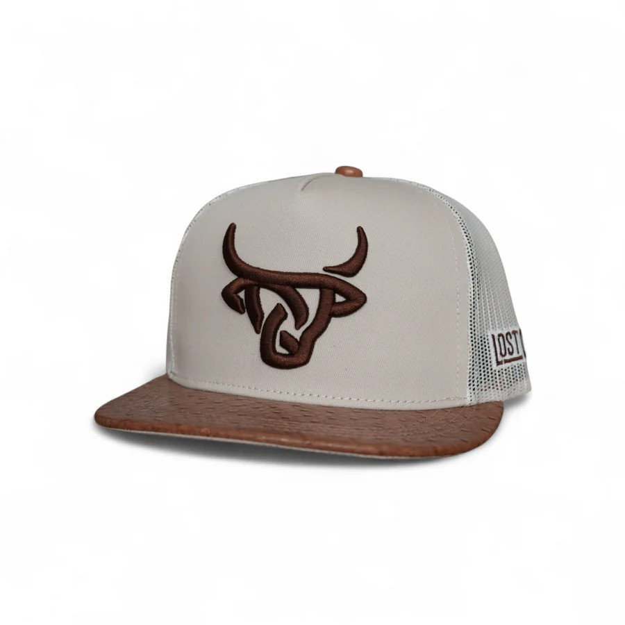 Lost Calf Ostrich Print 3D Logo Tan - Hats Cap - Ostrich Flat