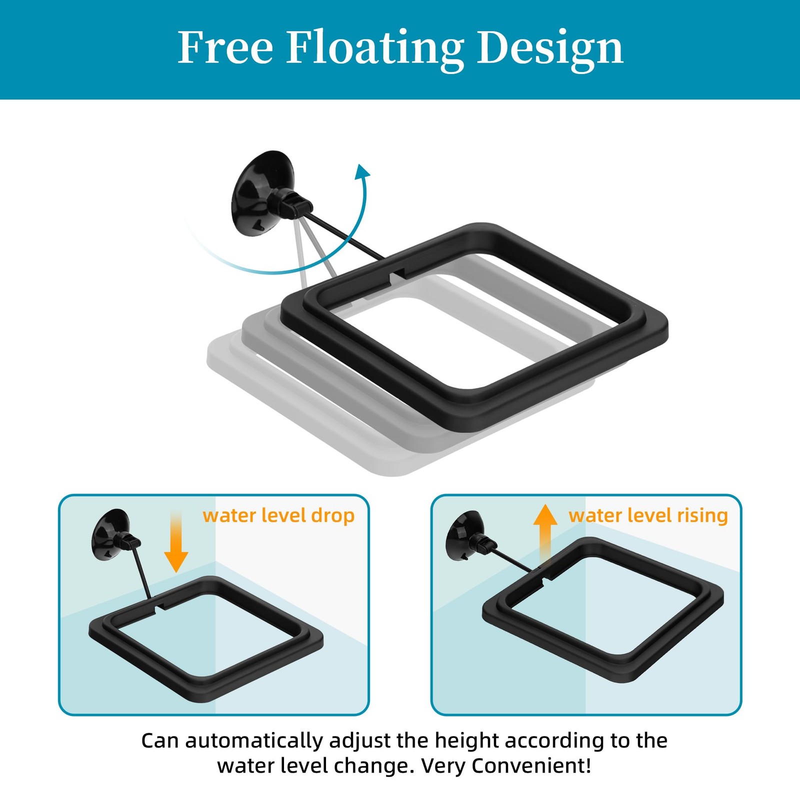 DaToo Fish Feeding Ring Aquarium Square Floating Food Feeder Circle black