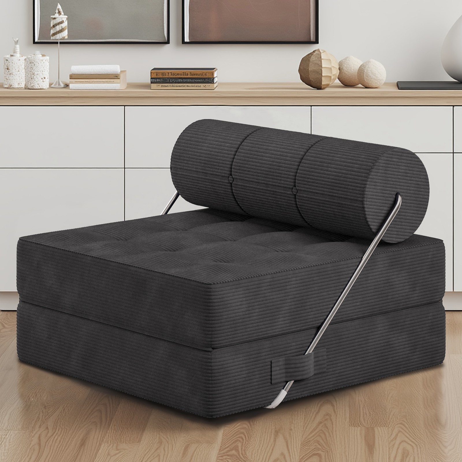 LAUSAINT HOME Sleeper Chair Folding Foam Beds, Portable Sleepover Sofa Bed