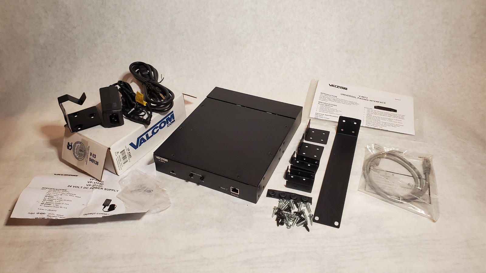 Valcom V-9972 Paging Interface/Adapter with Power Supply and Mounting Hardware