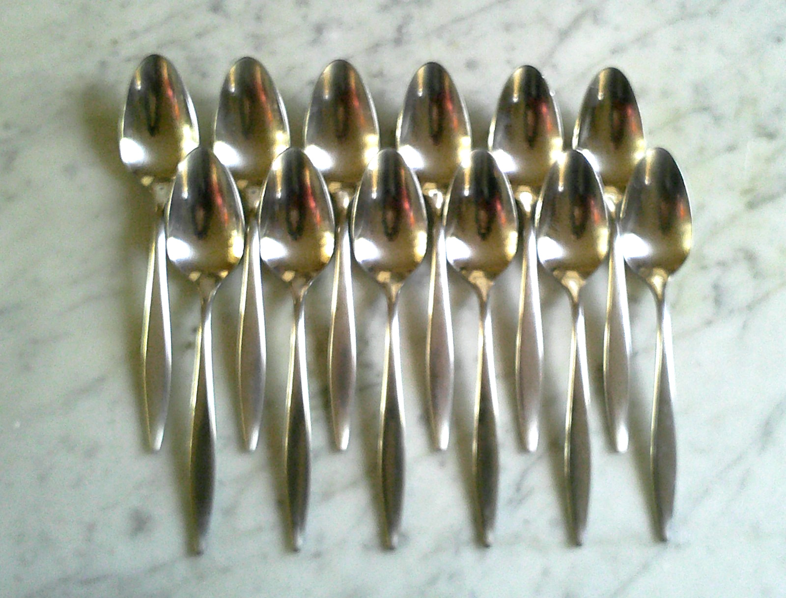 12 SSS Oneida Tone Stainless 6 inch Teaspoons