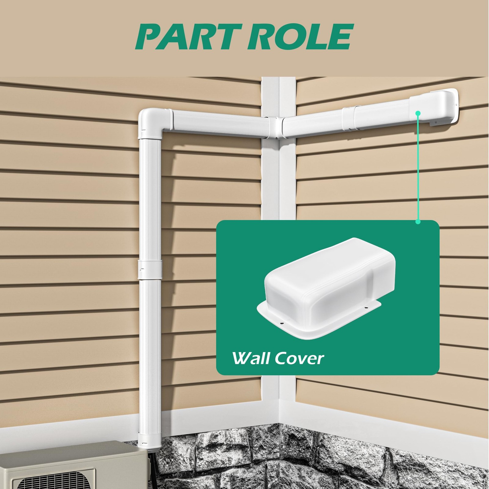 TAKTOPEAK 4" Width Wall Cover, Mini Split Line Set 1 Count (Pack of 1), White
