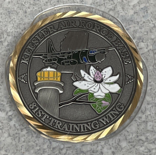 Coin - Keesler AFB MS Base Challenge Coin 81 Training Wing - Color- New W/ Case