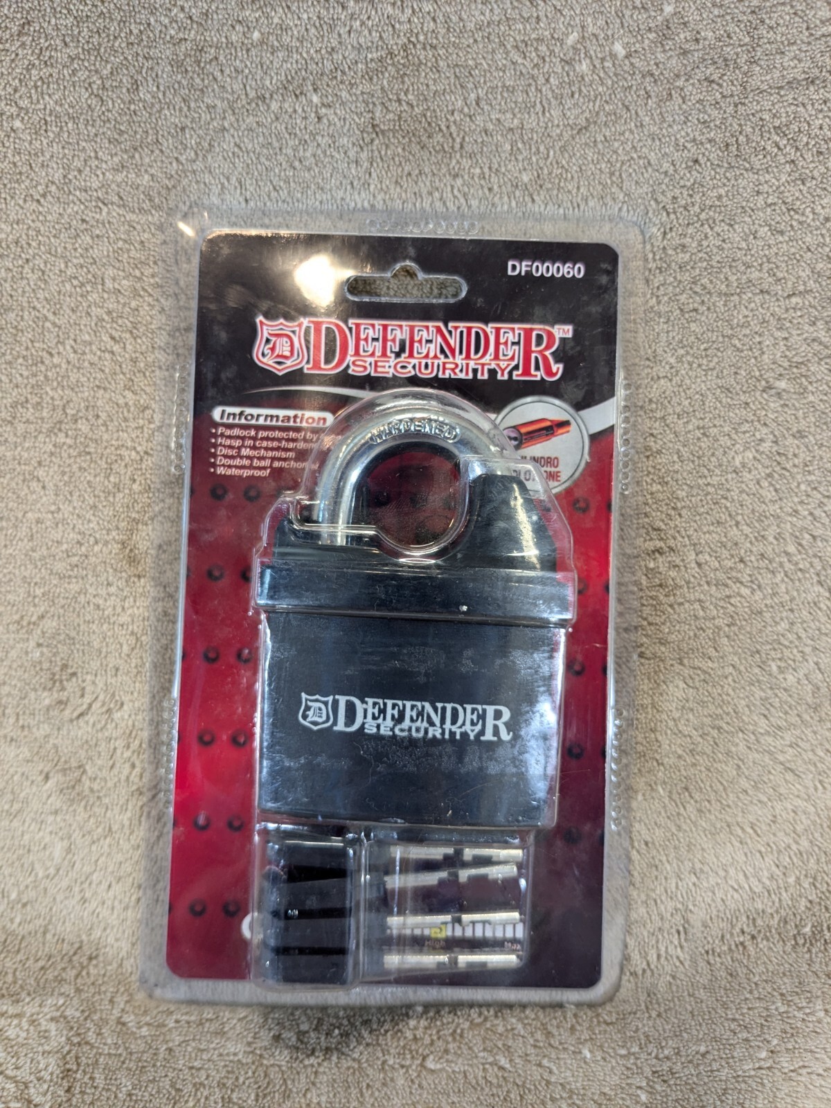 Defender Security Padlock DF00060 Weatherproof High Strength PVC Shell