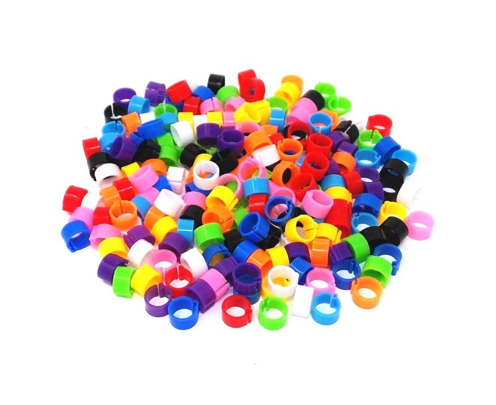 Pack of 200 Bird Clip On Foot Rings Mixed Colors 8mm Inner Diameter