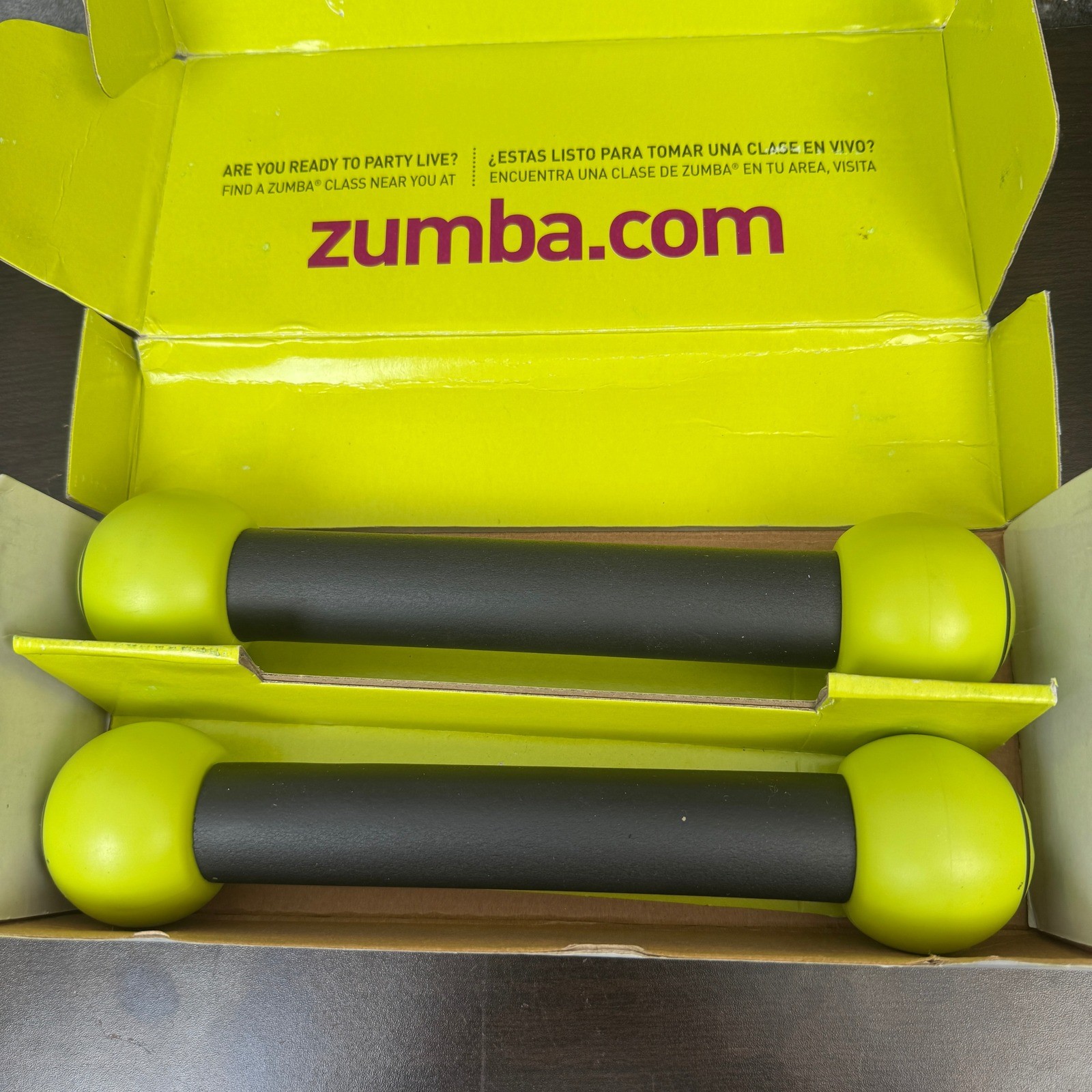 Zumba Fitness Toning Sticks Weighted Dumbbells Lime Green Black Set of 2