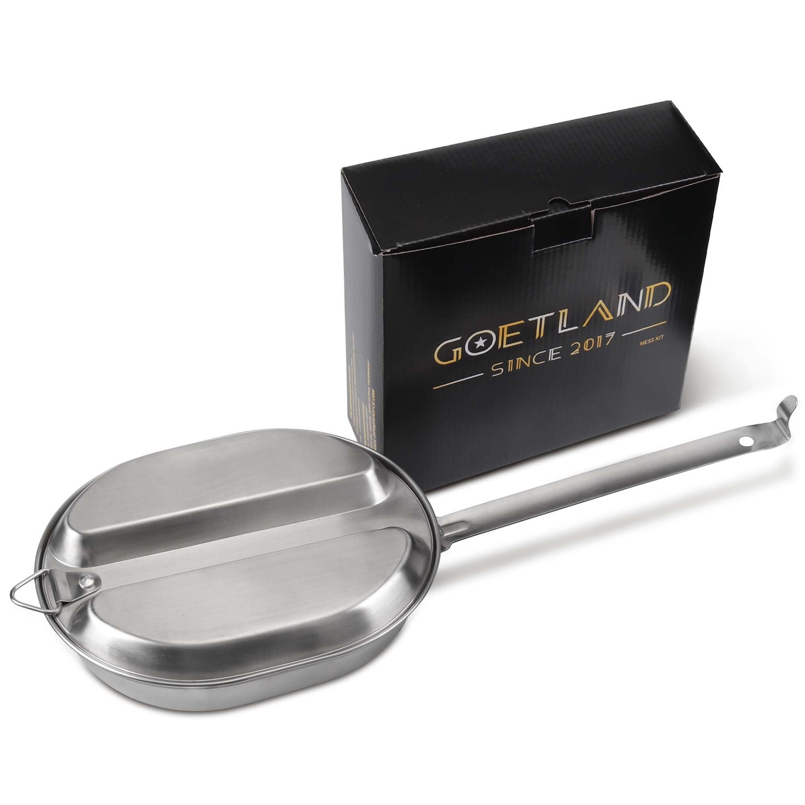 Goetland 304 Stainless Steel US Military Mess Kit Plate Set GI No Utensil