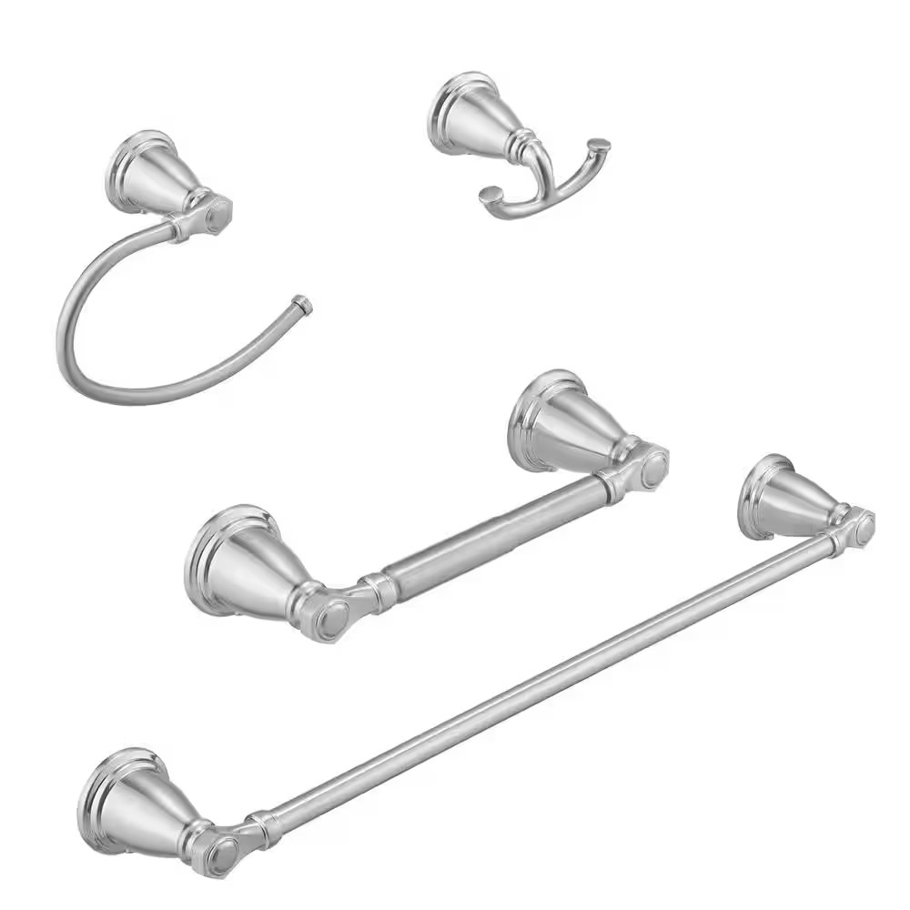 4-Piece Bath Hardware Set with Towel Bar Hand Towel Holder Toilet Paper Holder T