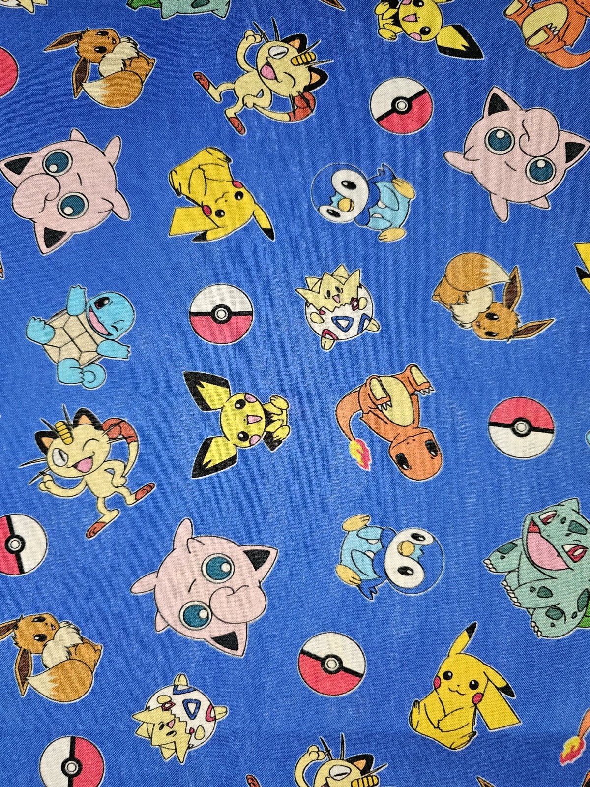 Pokemon Cotton Fabric Nintendo By The (1/4) Quarter Yard 44"W