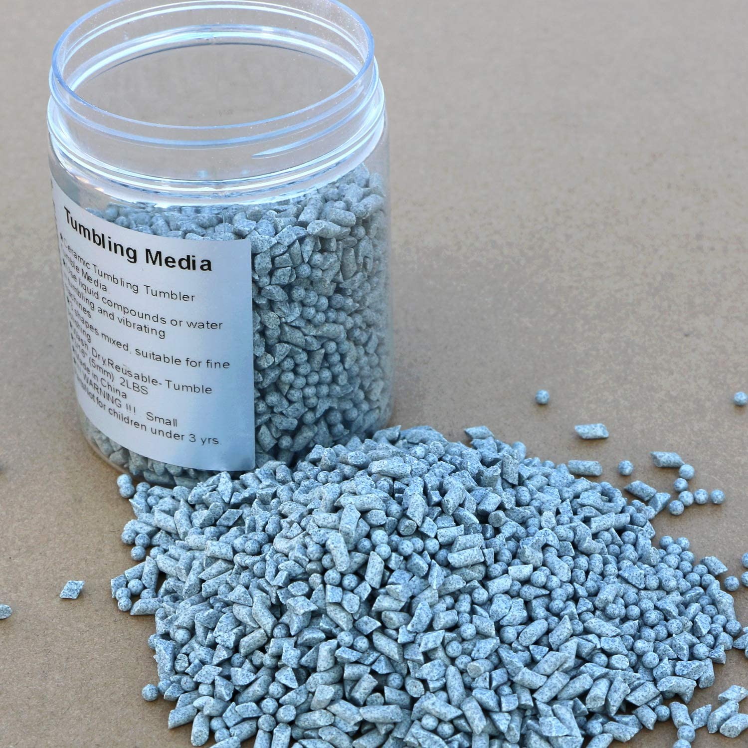 1/8" Ceramic Tumbling Tumbler Tumble Media (2 lb) Gray Ceramic,