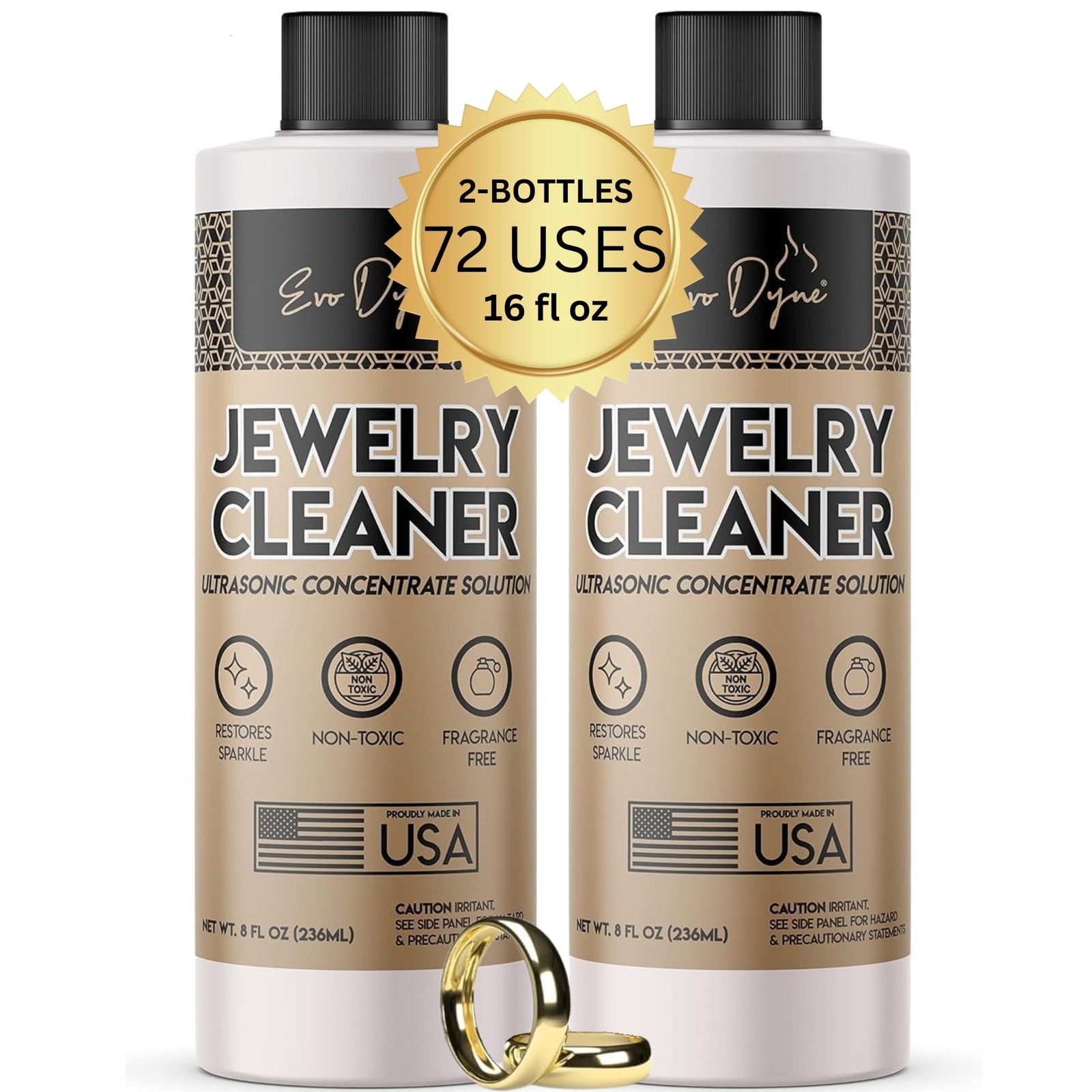 Ultrasonic Jewelry Cleaner Solution (16oz) Concentrated Jewelry Cleaner for D...