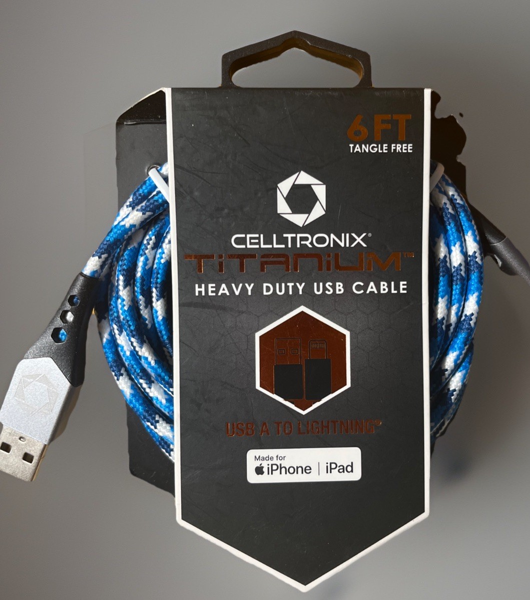 MFi Certified USB-A to Lightning Cable 6ft Fast Charge Braided iPhone Blue