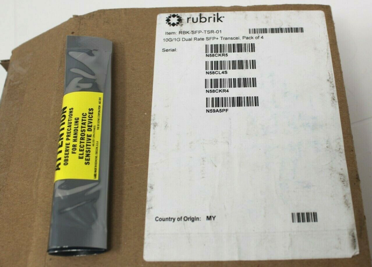Rubrik 10G/1G Dual Rate Transceiver SFP+ Module. RBK-SFP-TSR-01 *NEW*