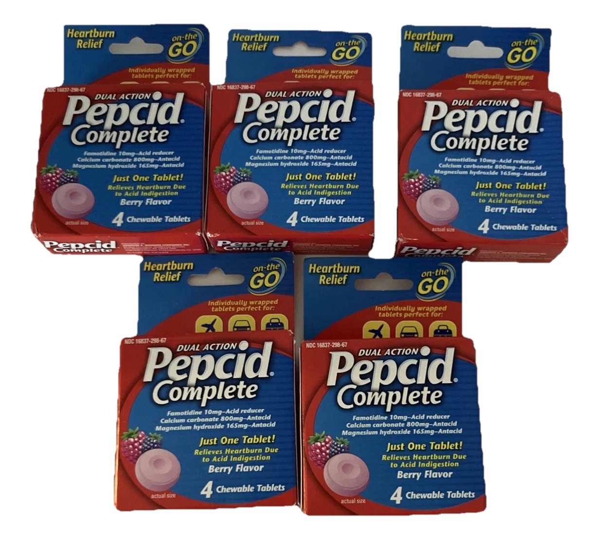 Lot 5: Pepcid Complete On The Go Acid Reducer Antacid Berry 4 Chewable Tablets