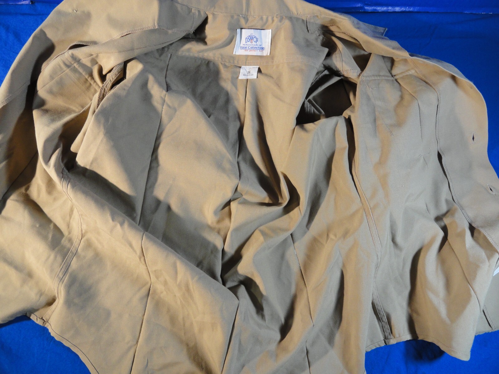 DSCP USMC MARINE CORPS KHAKI SHADE QUARTER SLEEVE UNIFORM BUTTON UP SHIRT 16
