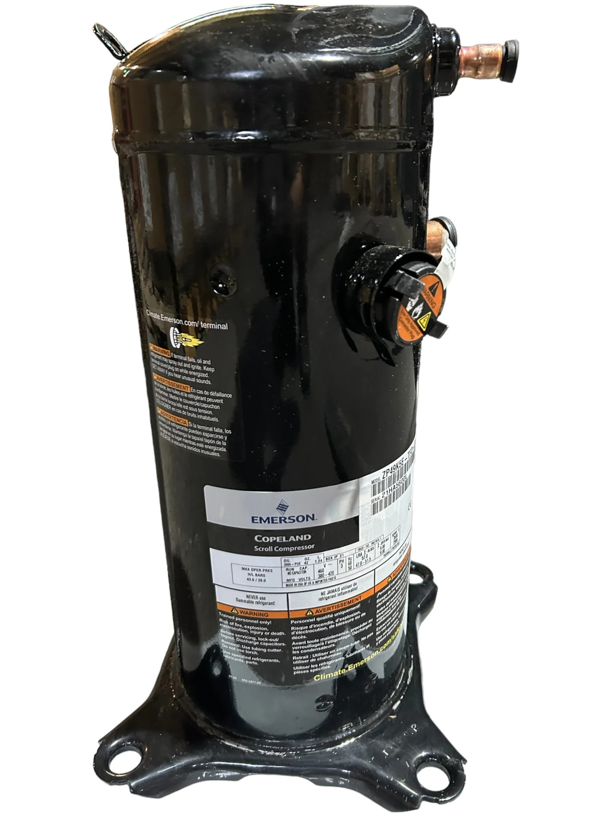 Copeland, Scroll, Compressor, ZP49K5E-TFD-830, 49000 BTU
