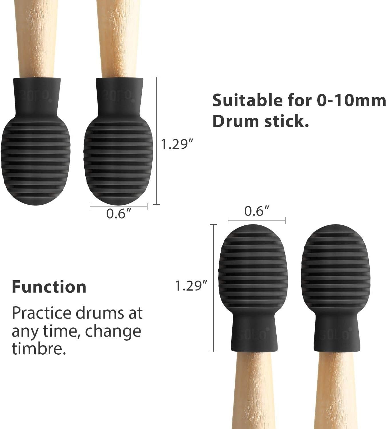 4-Piece Silicone Drum Mute Tips for Ultimate Quiet Practice - Noise-Reducing
