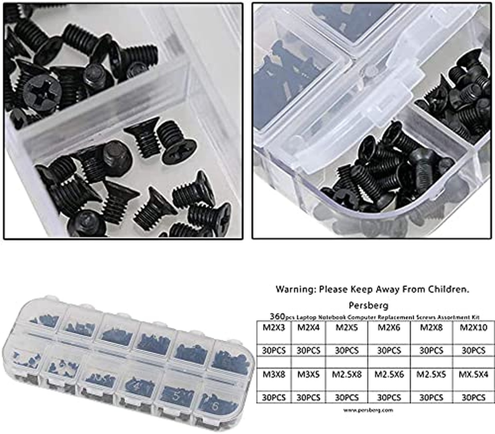 360pcs 12sizes Laptop Notebook Tiny Computer Replacement electronic Screws As...
