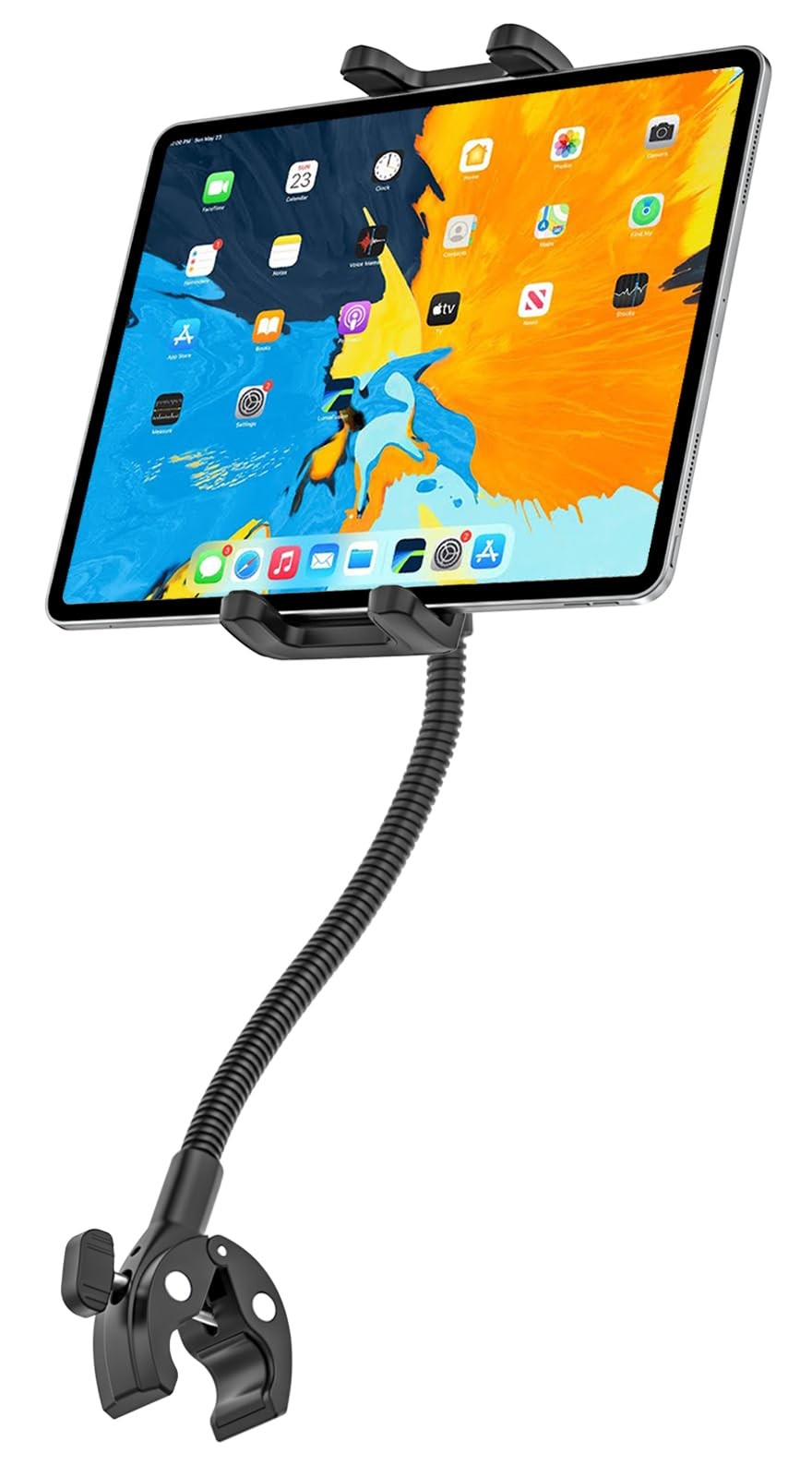 Gooseneck Tablet Holder with Flexible Long Arm, Anti-Slip iPad Clamp Mount fo...