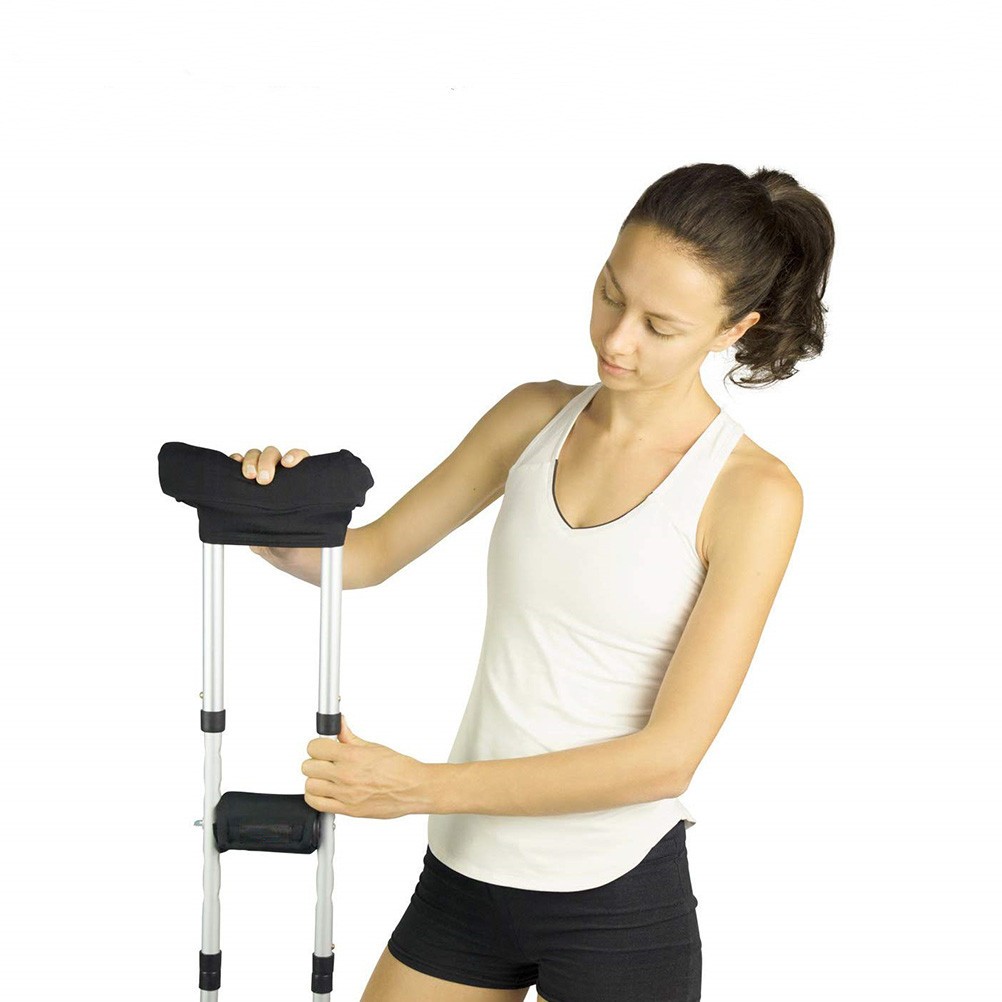2 Pairs Black Crutch Accessories Reusable Comfortable Handle and Underarm Pads