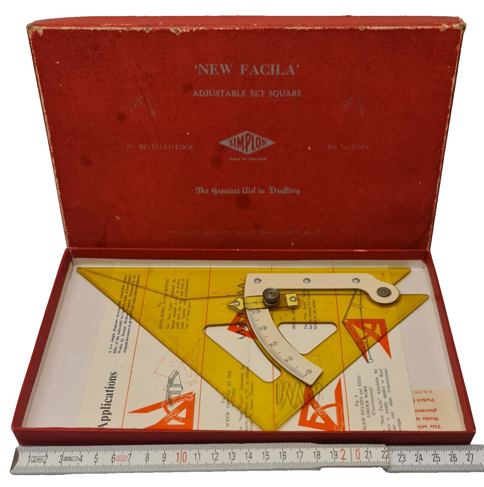 SIMPLON Adjustable Set Square - 10" Roof Pitching New Facial Vintage D.2004