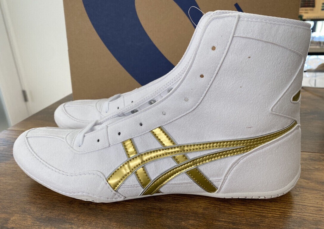 Asics Wrestling Shoes EX-EO special order 1083A001 White x Gold x Silver