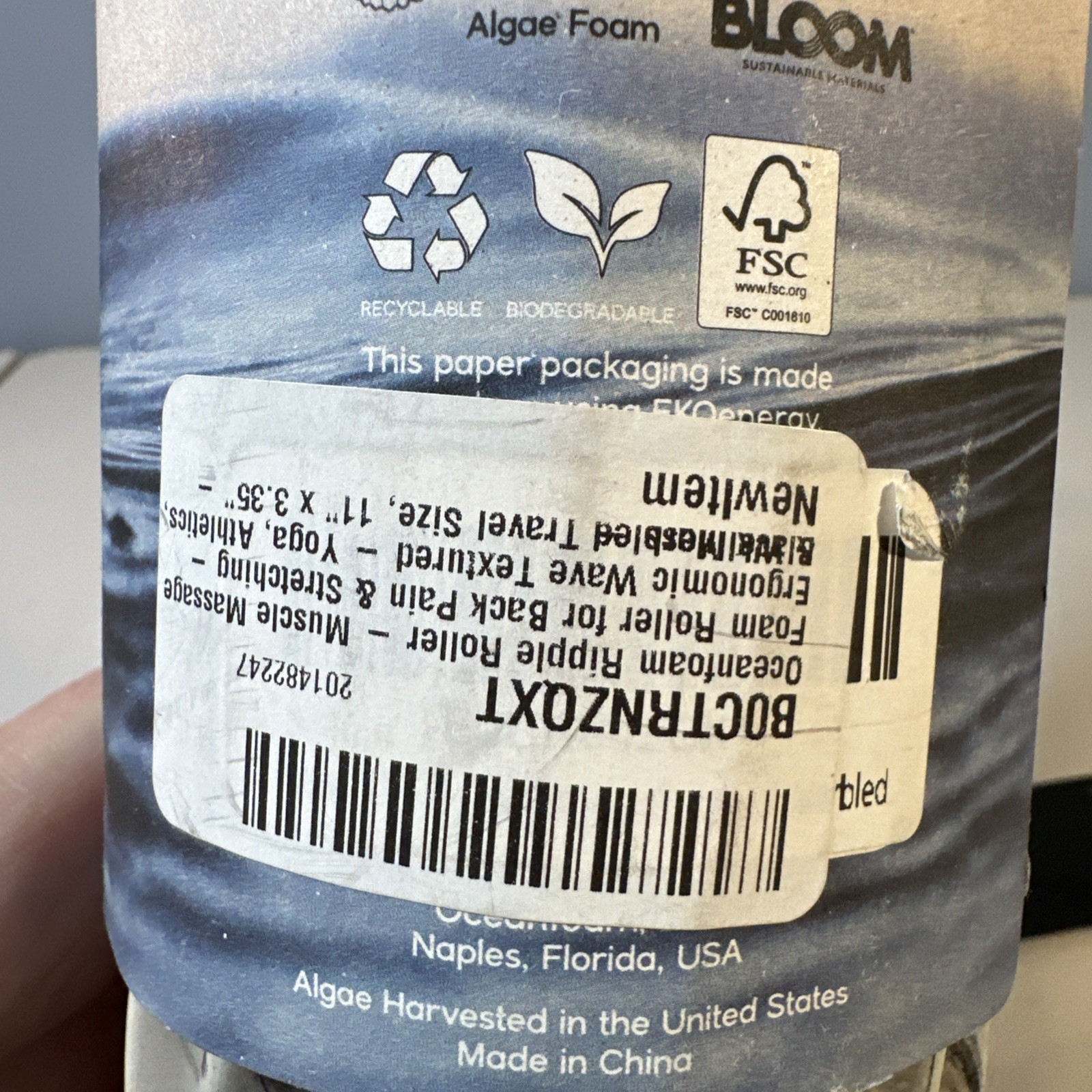 Oceanfoam Ripple Foam Roller 15% Bloom Foam Algae 11”x 3.35” Ergonomic Yoga