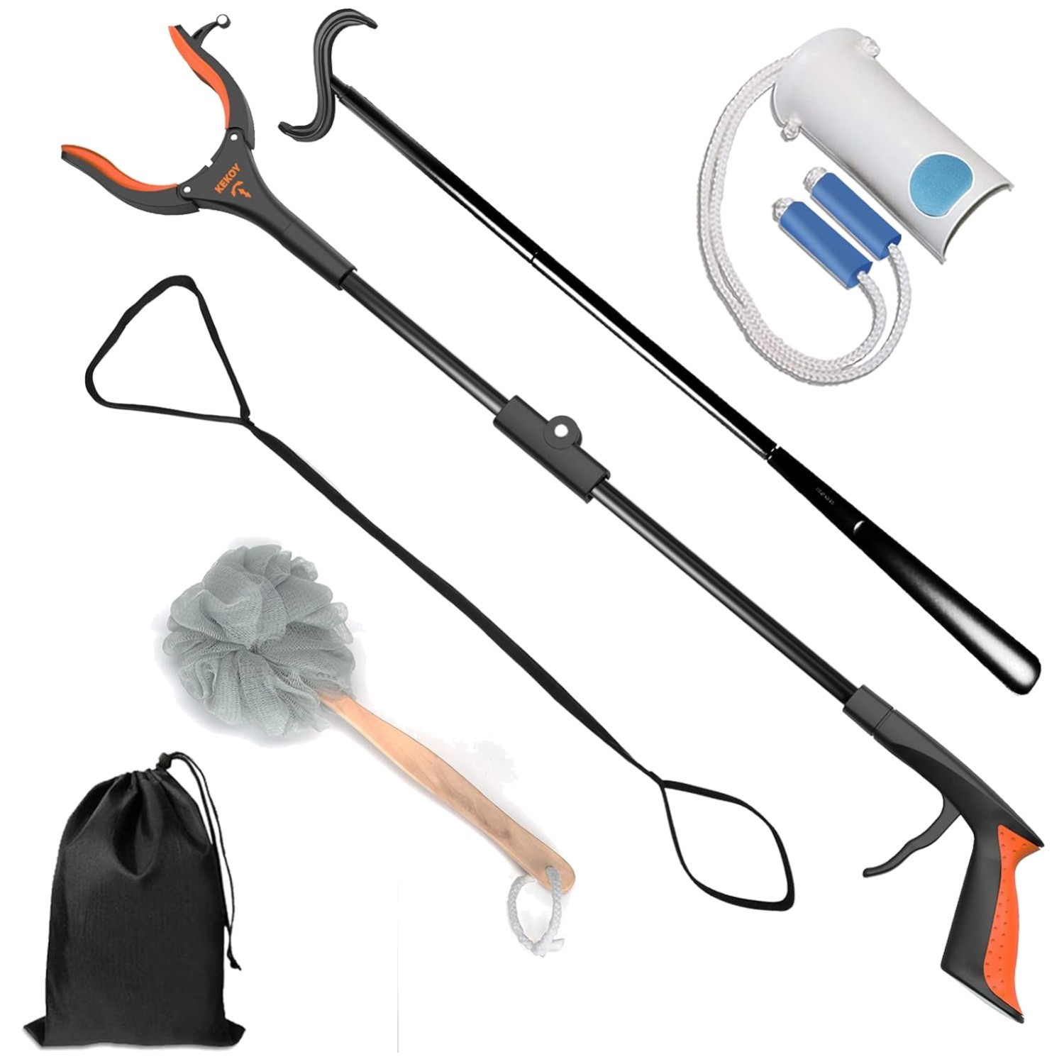 Hip Surgery Rehab Kit with Grabber Reacher & Dressing Stick