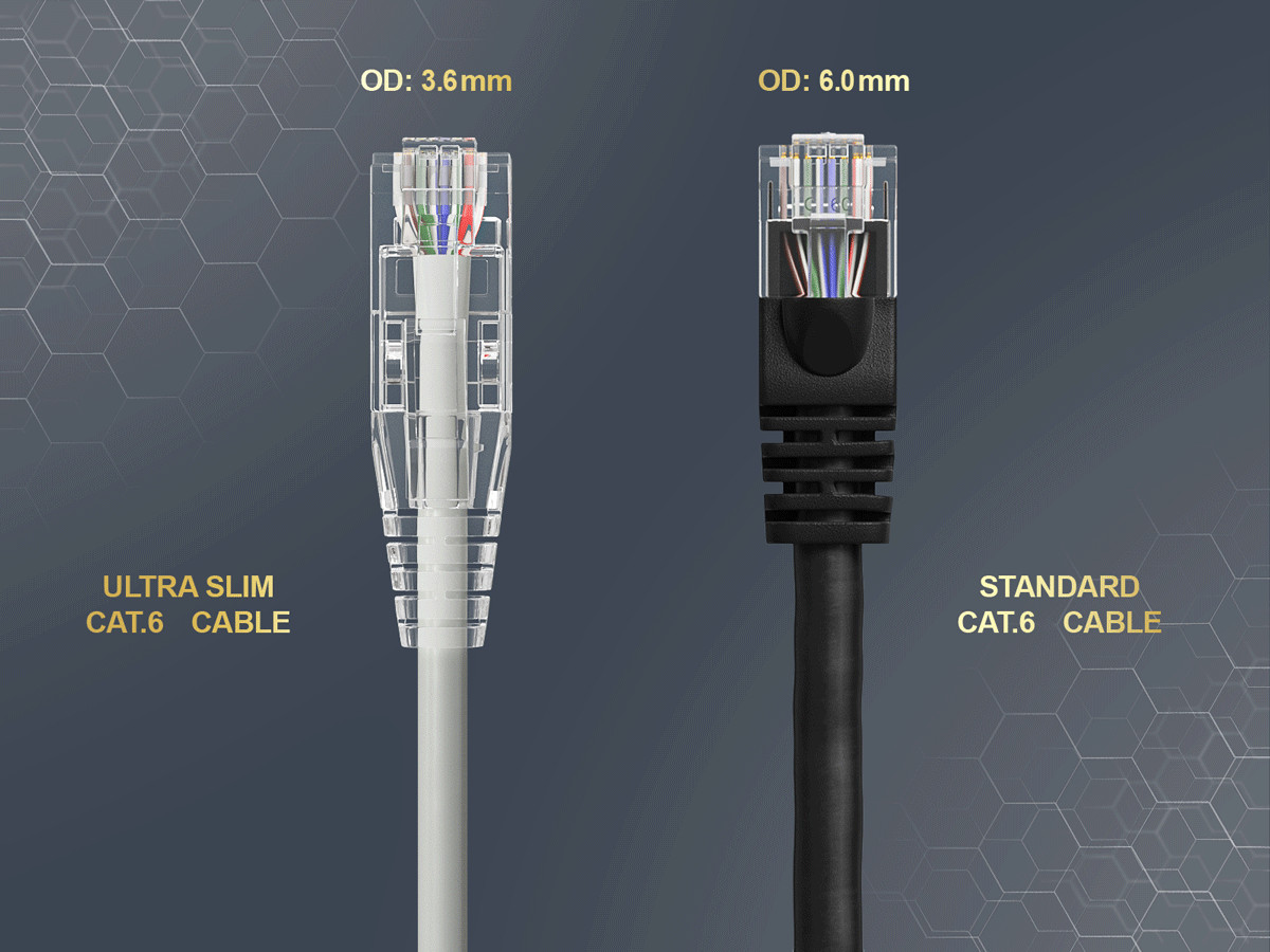 1ft Slim Cat6 28AWG UTP Ethernet Network Patch Cable Snagless, Gray