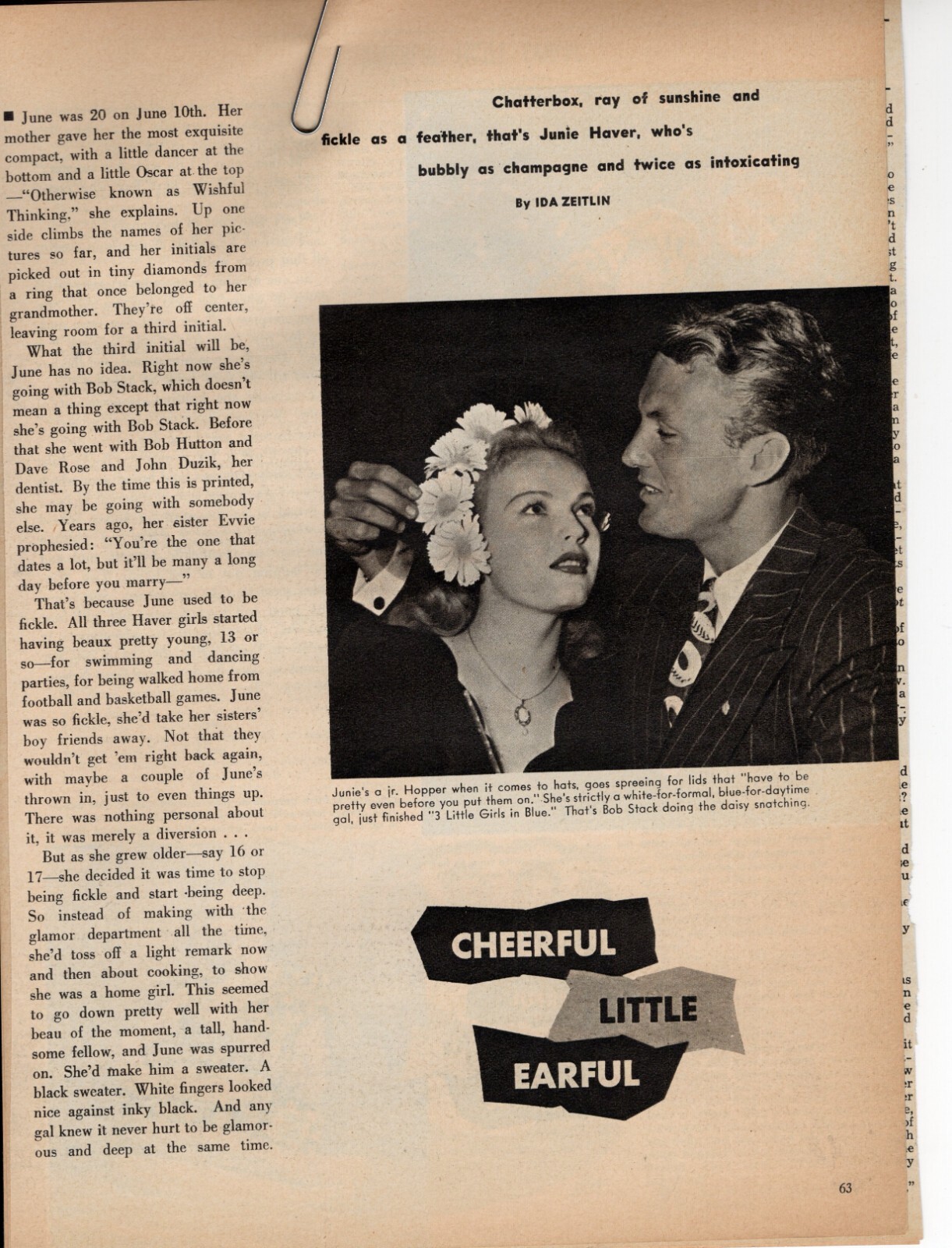 June Haver Magazine Photo Clipping 2 page Q8701