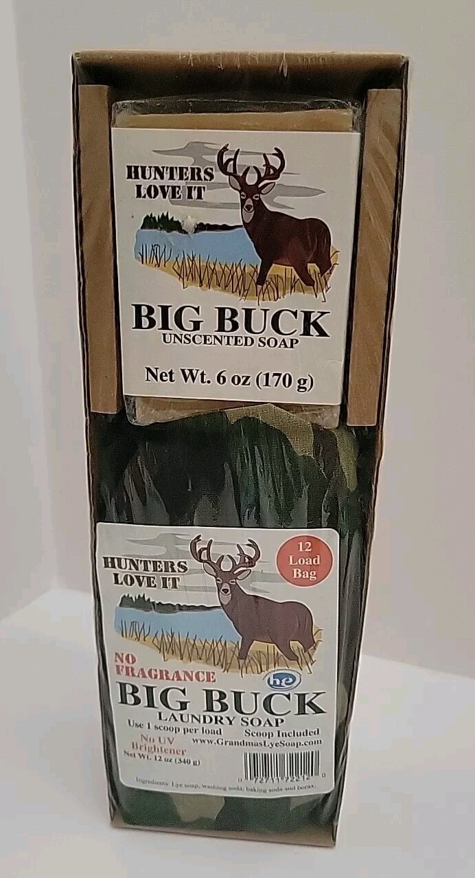 HUNTERS BIG BUCK Soap Bar + Laundry Soap KIT Unscented Scent Free Eliminator