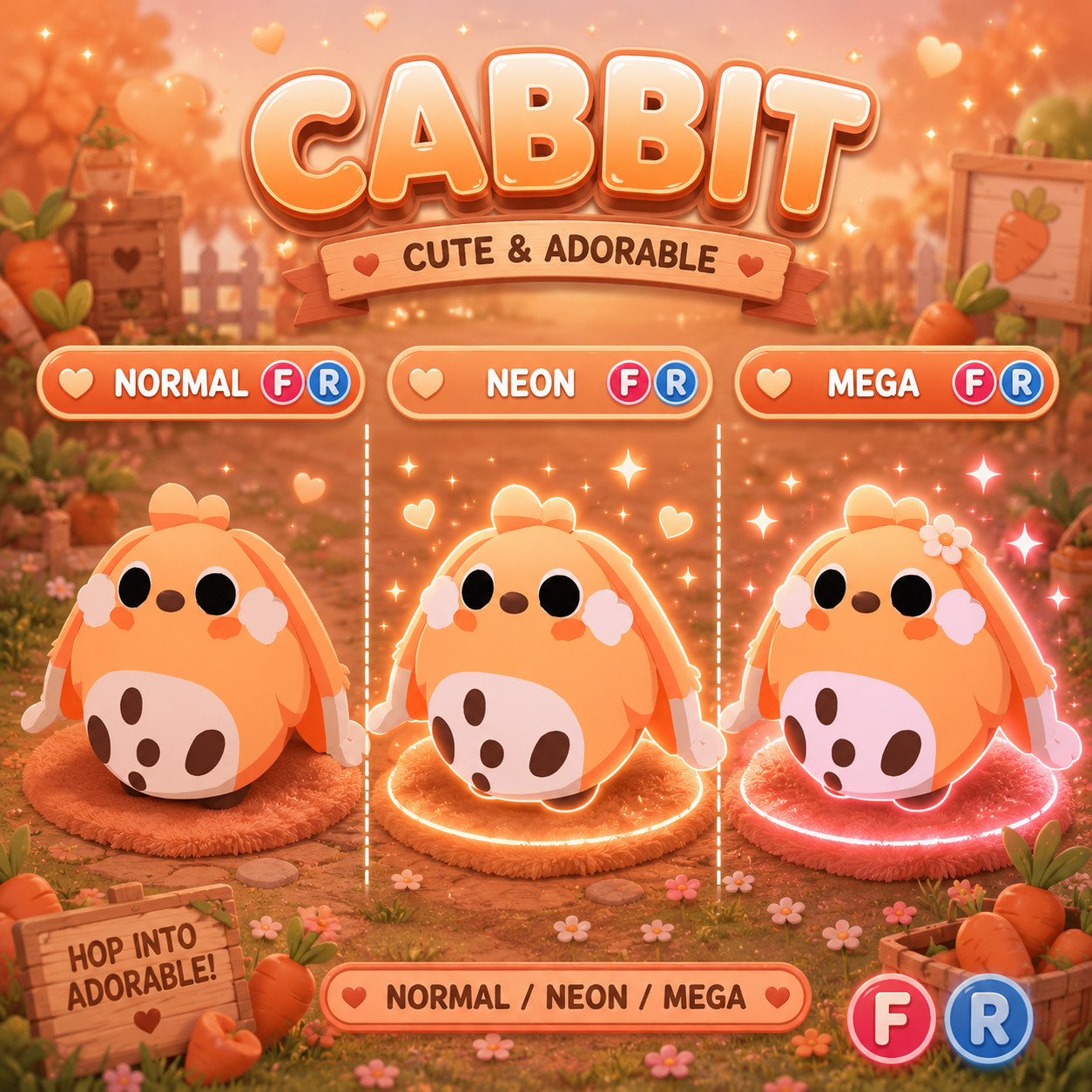 Cabbit FR Normal/Neon /Mega ✨ Adopt From Me Today ✨ Top Picks