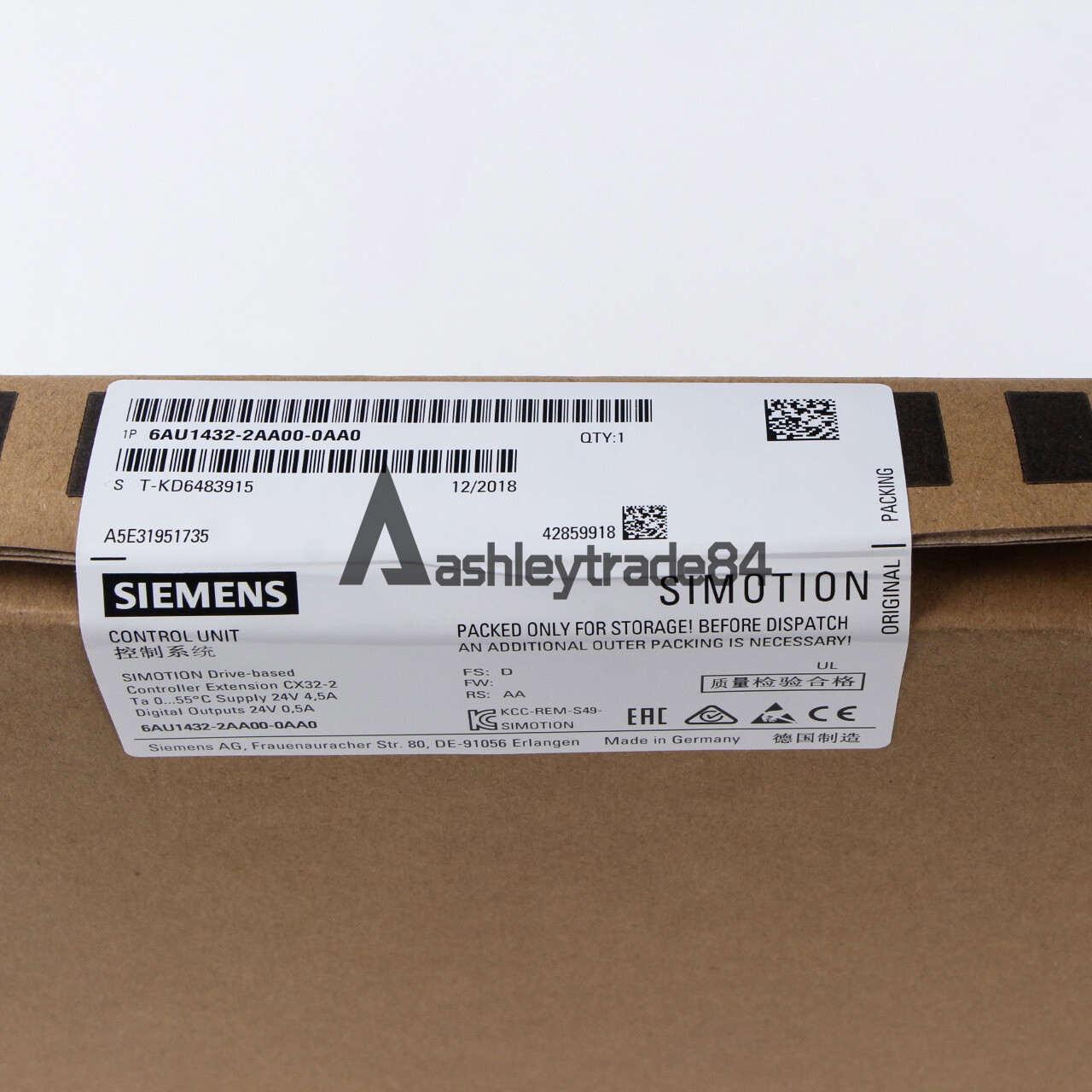 ONE NEW SIEMENS CONTROL UNIT 6AU1432-2AA00-0AA0 6AU1 432-2AA00-0AA0