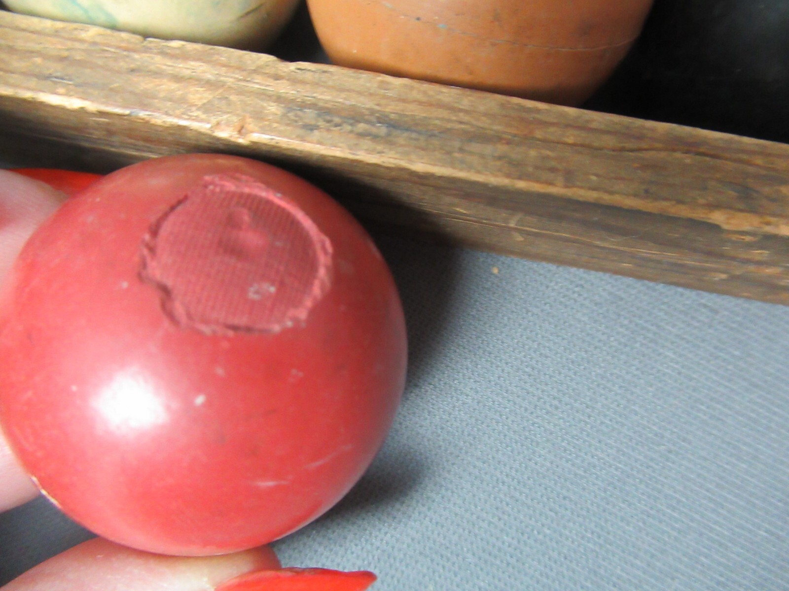 Vintage Billiard Balls 15 Plus Cue Ball & Rack Beveled Wood - 1920-30's - j4 vh