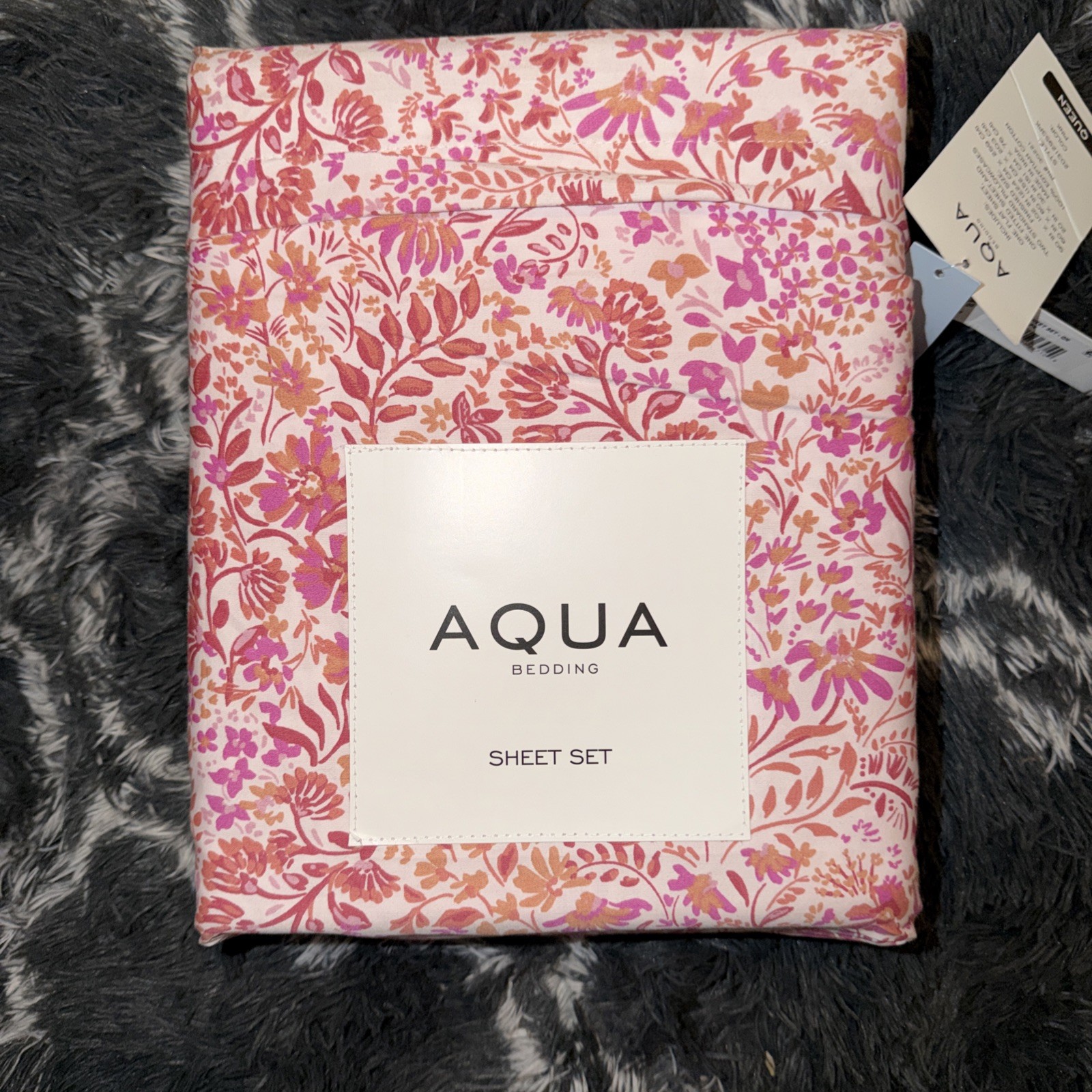 Bloomingdale’s Aqua 100% Egyptian King Bedding Set NWT Pink Floral