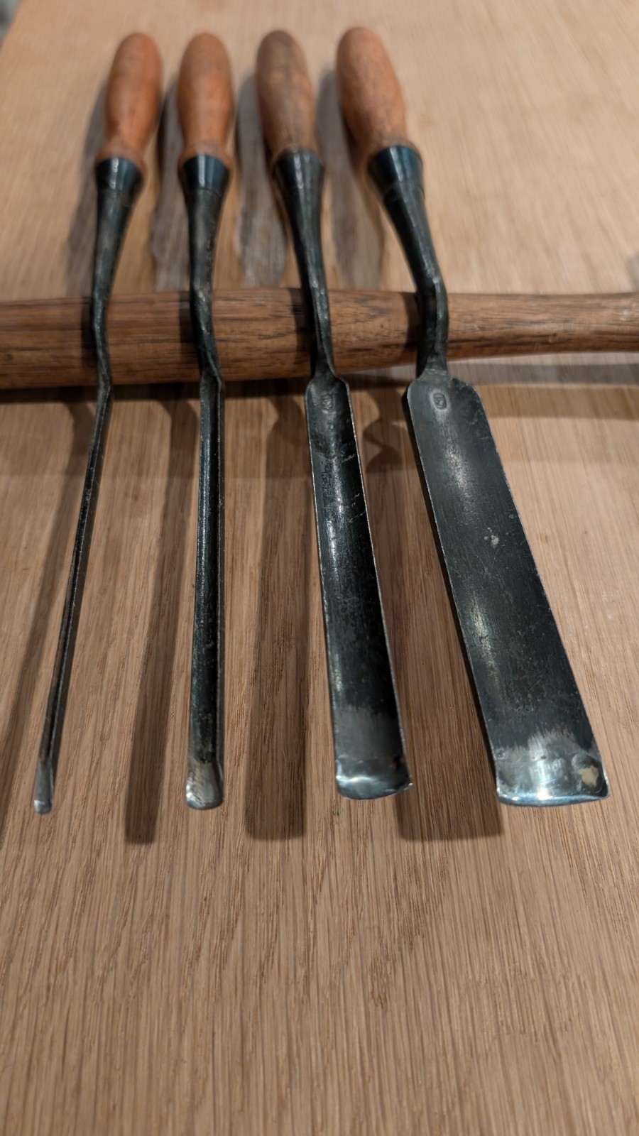 Set Of Four Japanese Kote Nomi Crank Neck Gouges