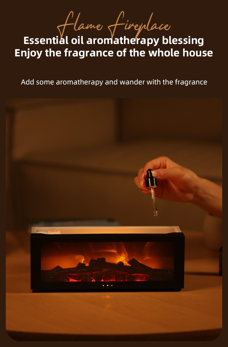 Essential Oil Diffuser 7 Colors Fireplace Fire Flame Aromatherapy Diffuser 150ml