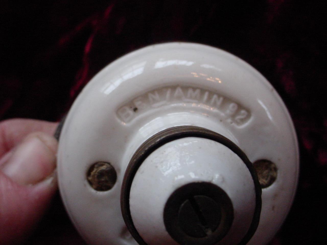 1908 Benjamin porcelain and brass double bulb socket adapter