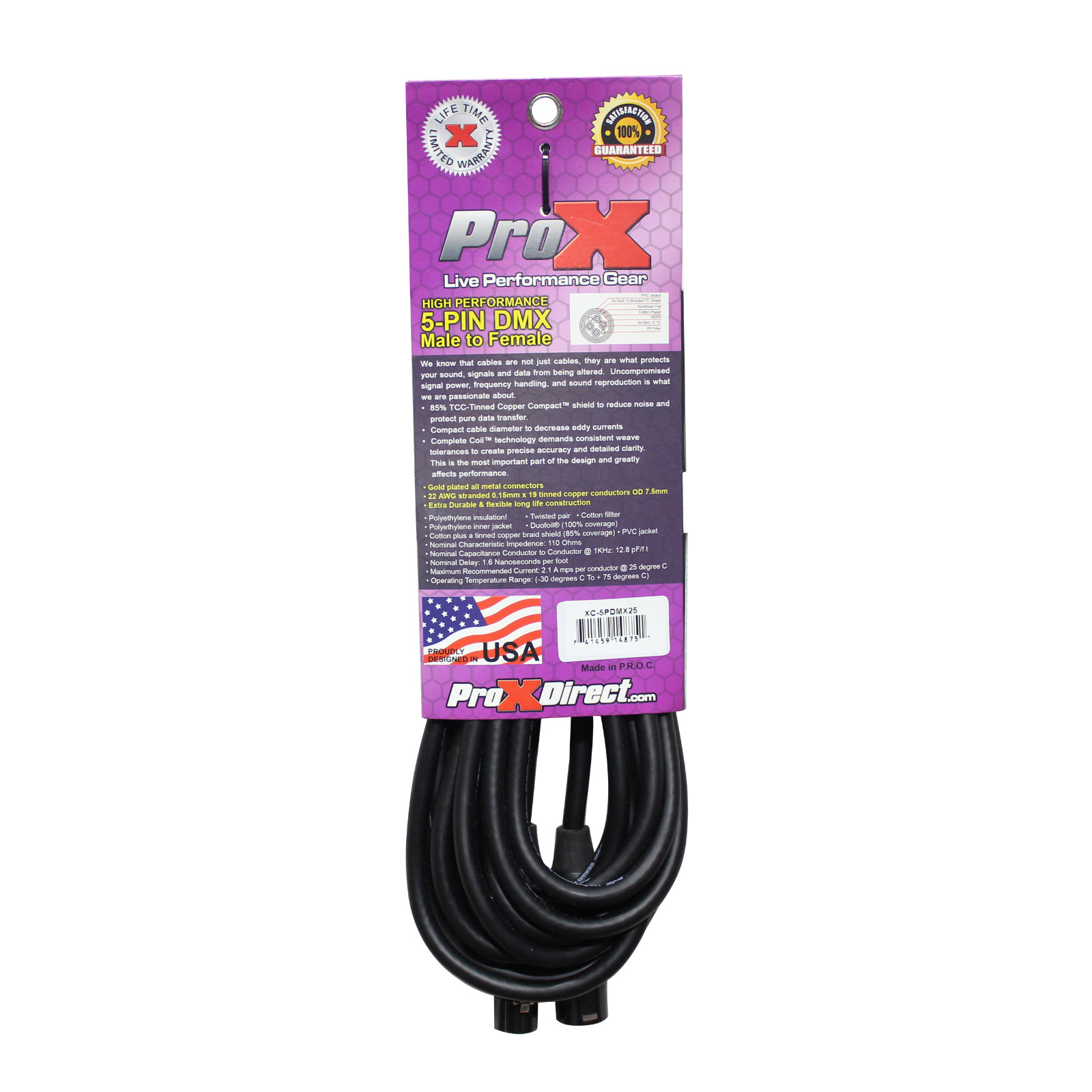 20 ProX 5 Pin High Performance Data Lighting DMX Cables 25ft