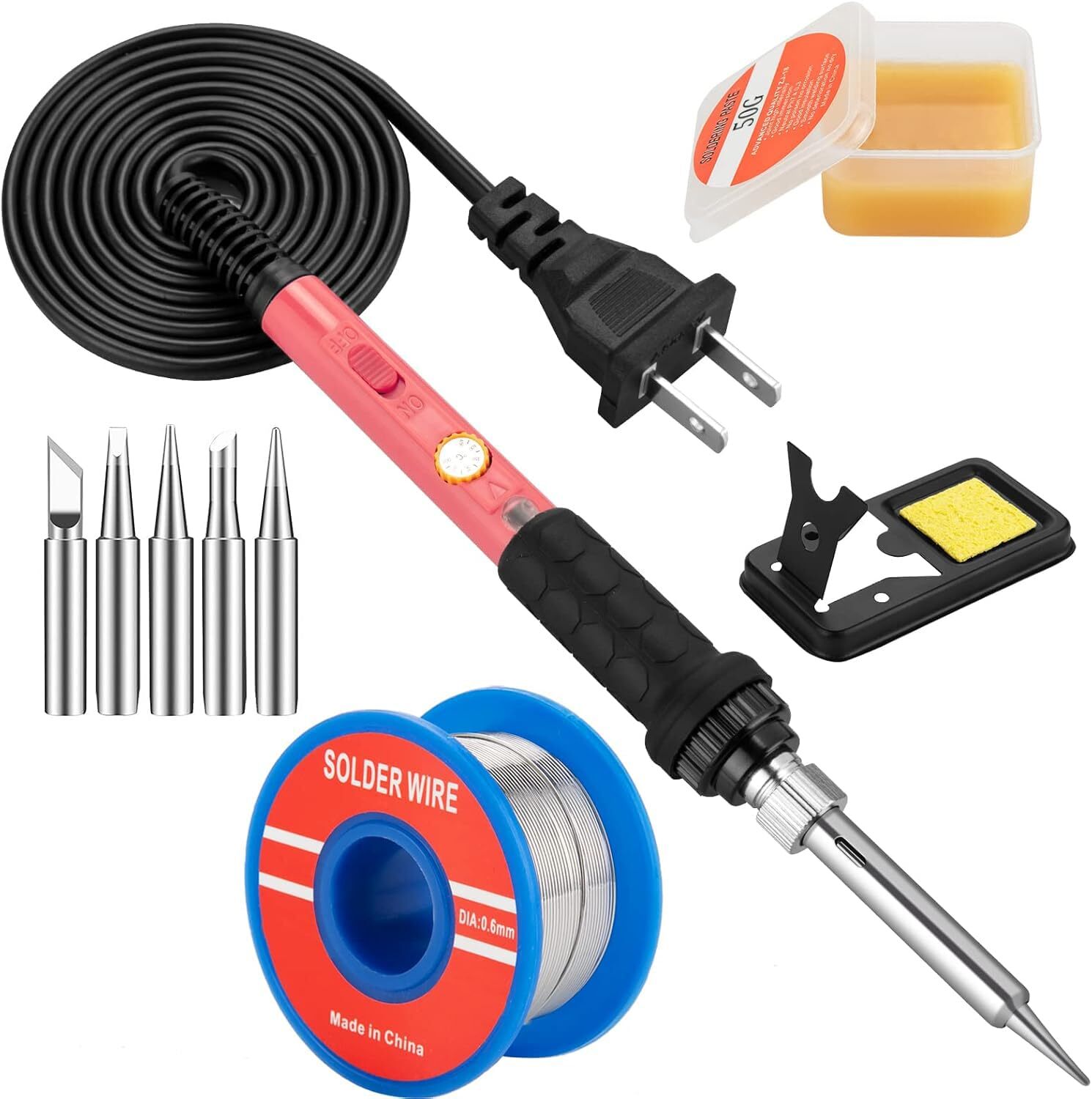 Soldering Iron Kit, 60W Soldering Iron w/ Interchangeable Iron Tips, 10-in-1