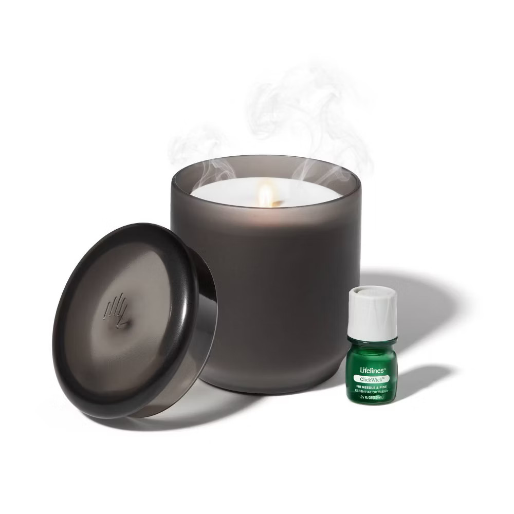 Lifelines Flameless Candle Diffuser Oil Aromatherapy - Frosted Glass Charcoal