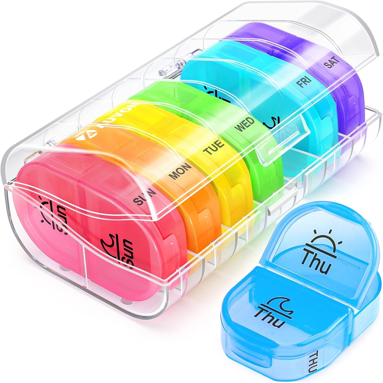 Pill Box 2 Times a Day, Weekly Pill Organizer Am Pm Case to Hold Vitamin, Medici