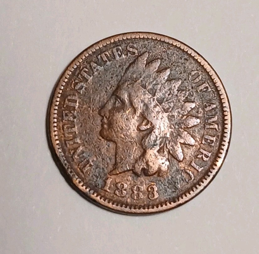 1883 INDIAN HEAD CENT VERY GOOD  1C Copper DETAILS COIN - PITTED