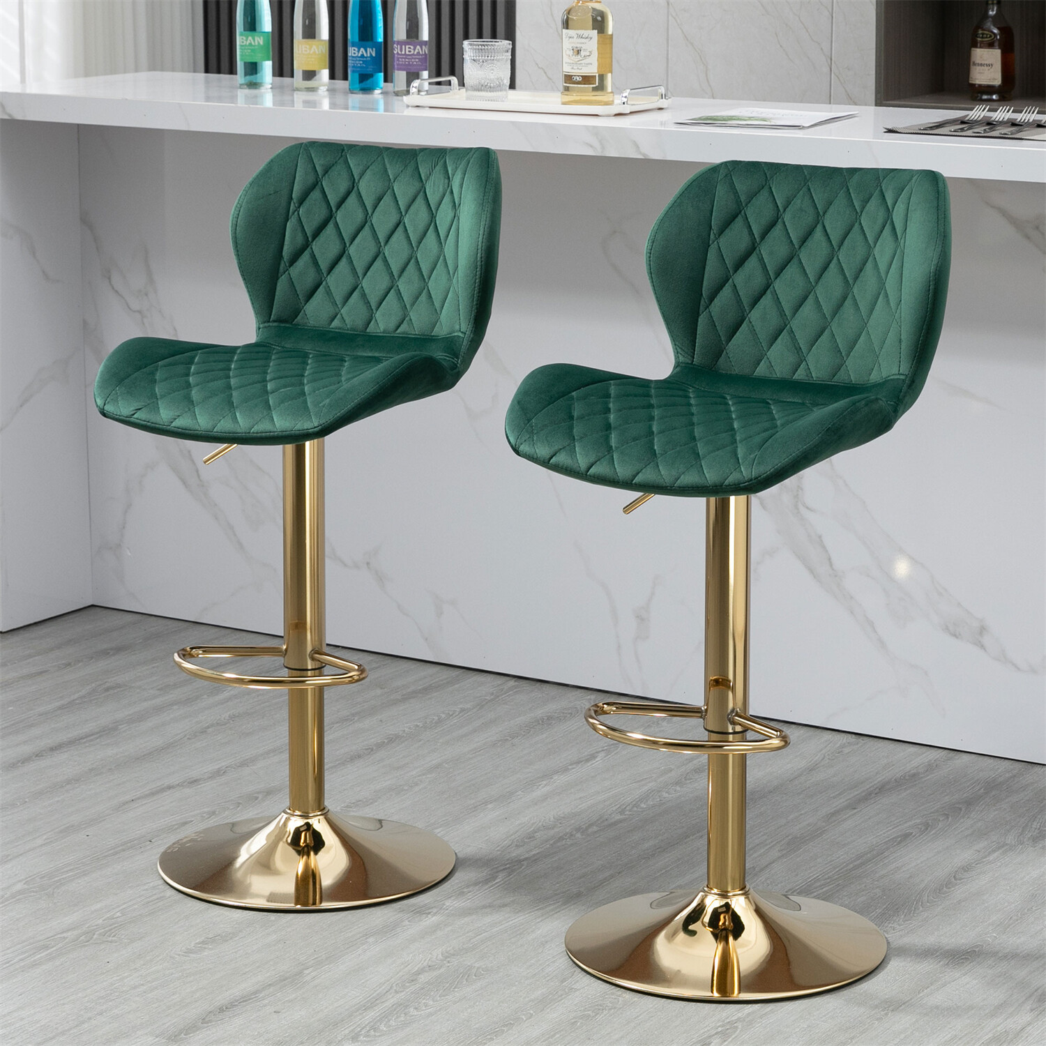 Modern Swivel Bar Stools Adjustable Height Bar Chairs Kitchen Dining Chair US