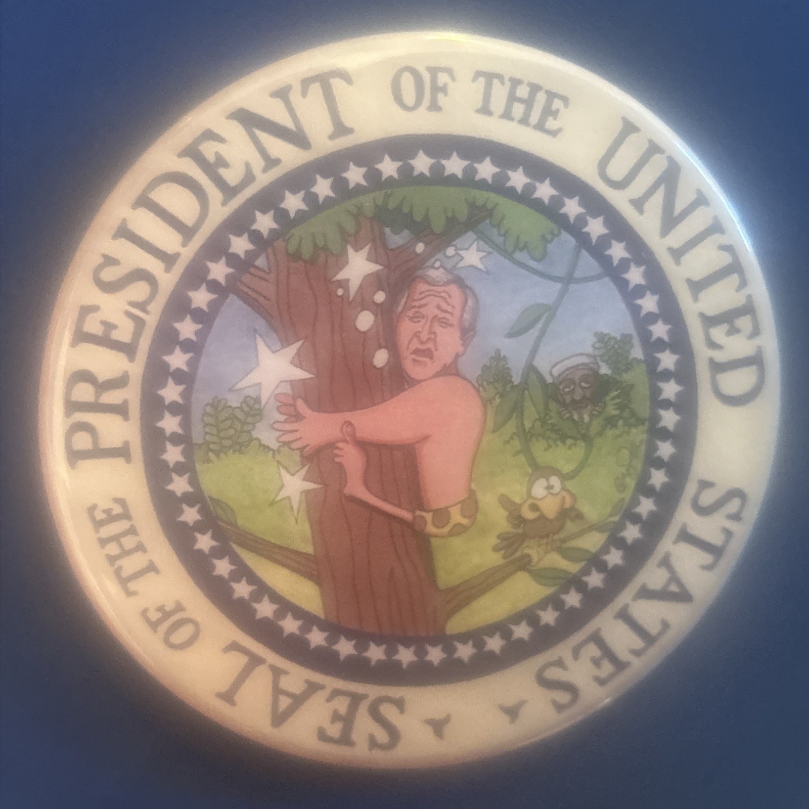 4"  George W Bush Seal Of The President by artist Brian Campbell pinback button