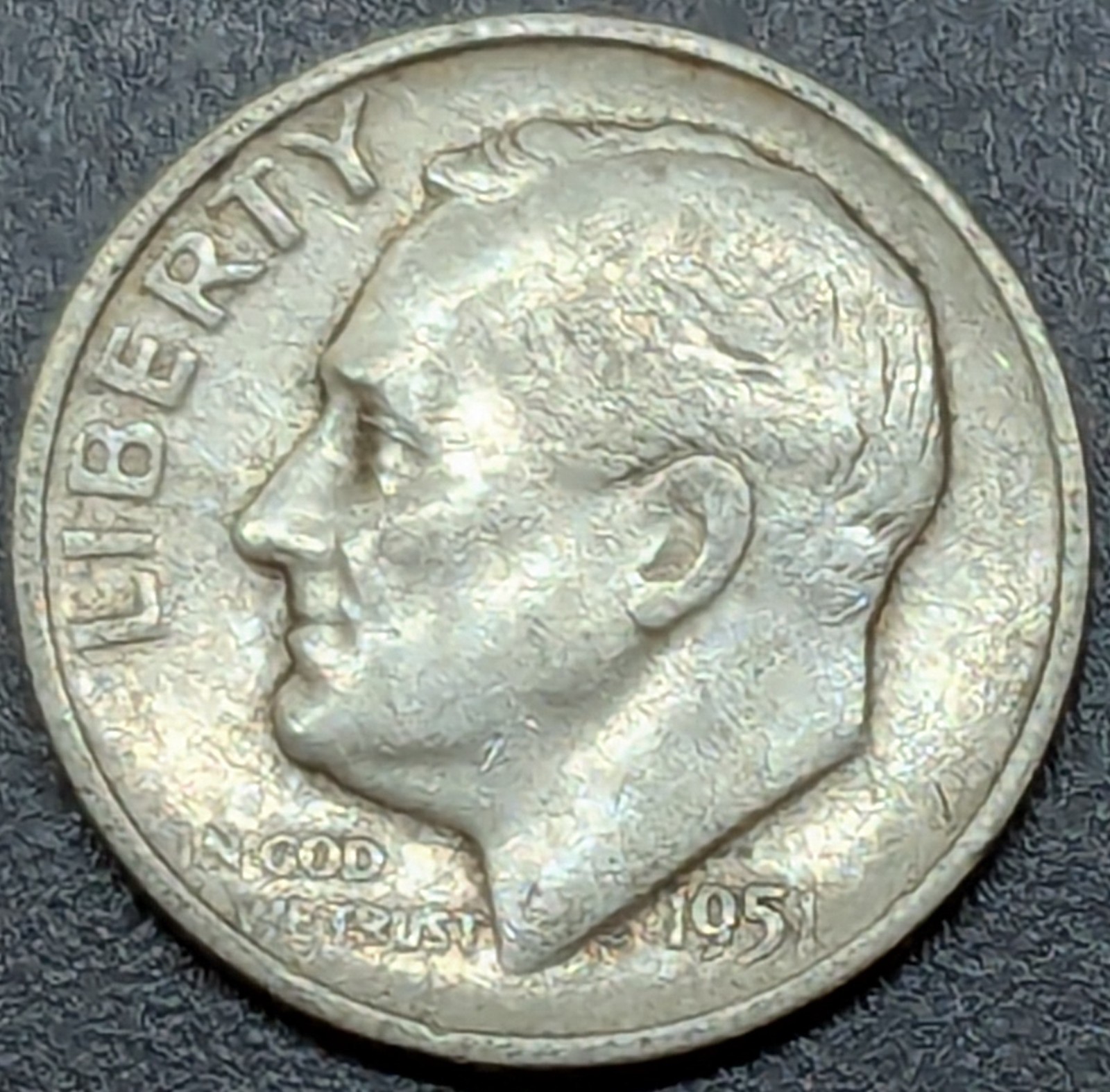 1951-D Roosevelt Dime 90% Silver Eagle US Mint Denver Fine Circulated 1H