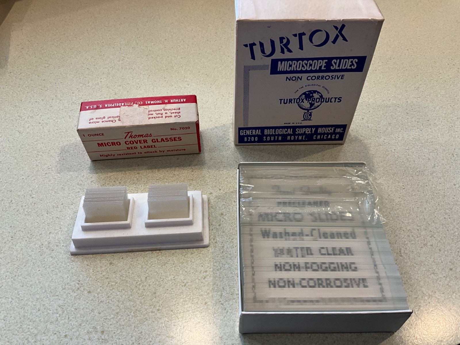Vintage Turtox Microscope Slides and Thomas Micro Cover Glasses
