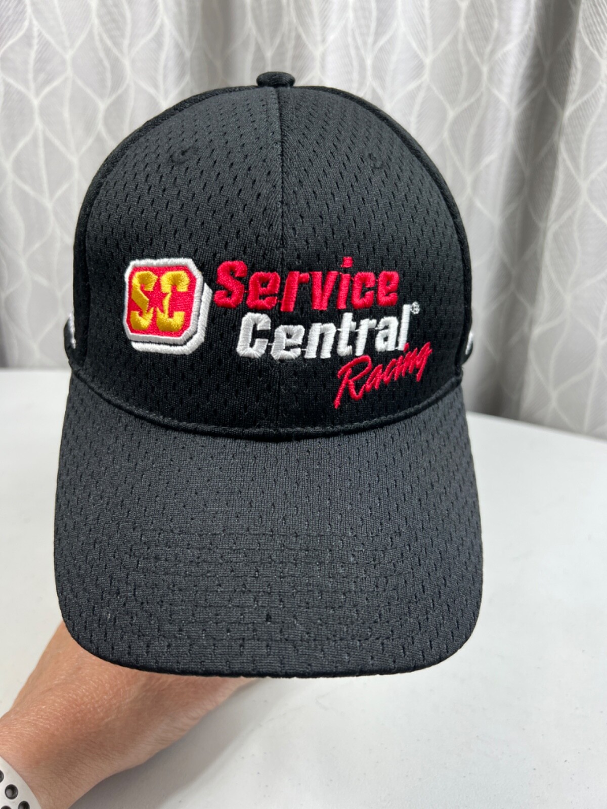 Pacific Headwear Hat Cap 805m Pro Model Mesh black w Service Central Racing Logo