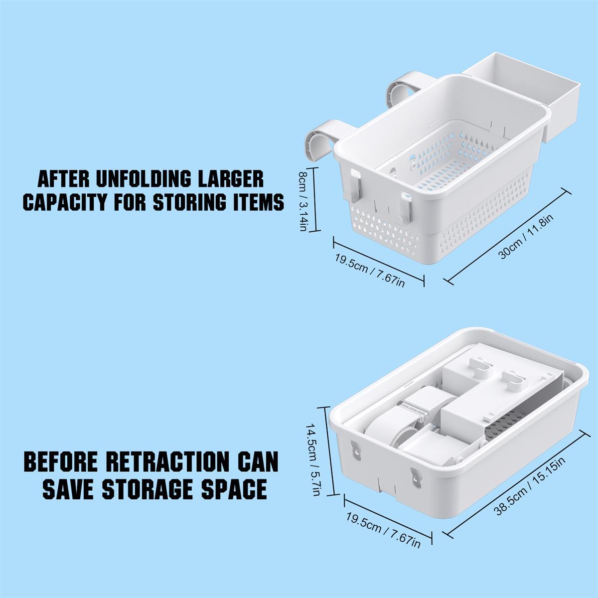 2 Pack Poolside Storage Basket with Cup Holder & Hooks for Above Ground Pool