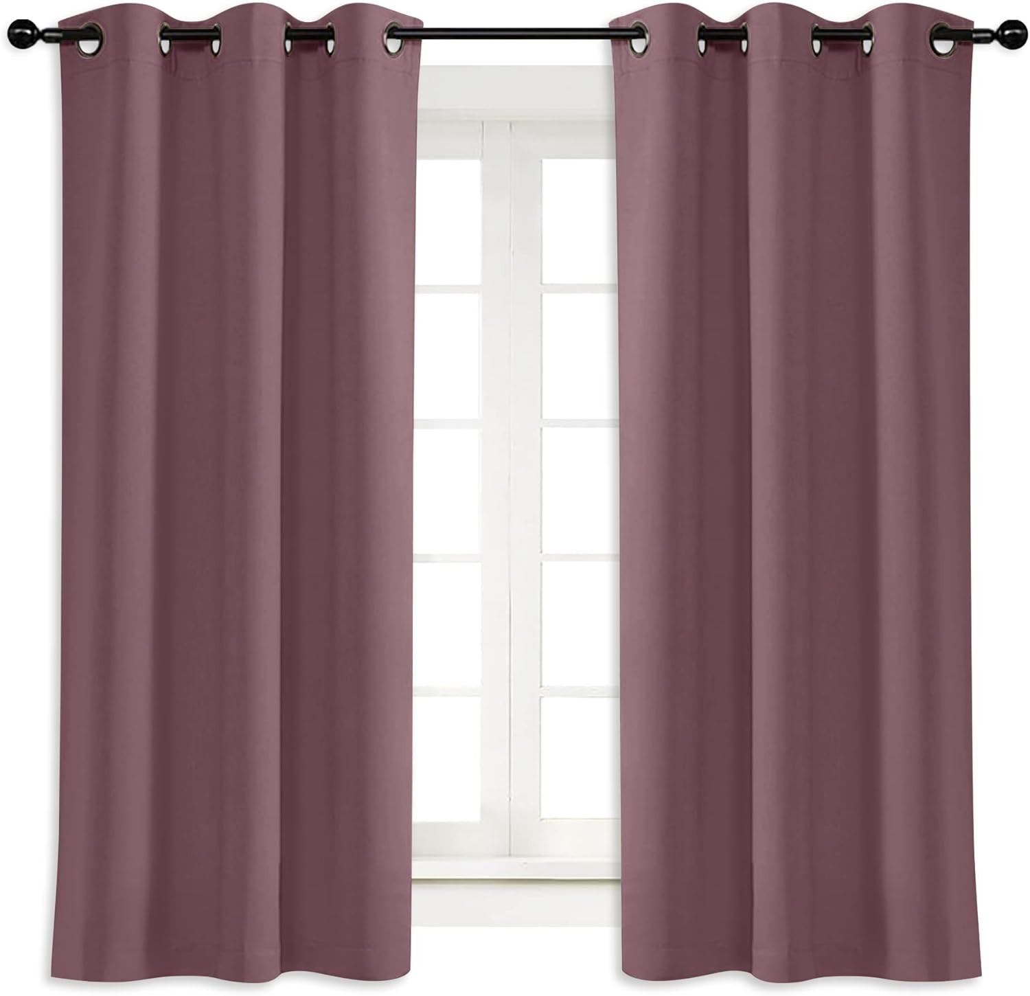 Blackout Curtain Blind for Bedroom, Single Panel, W34 x L63 inches, Dry Rose,